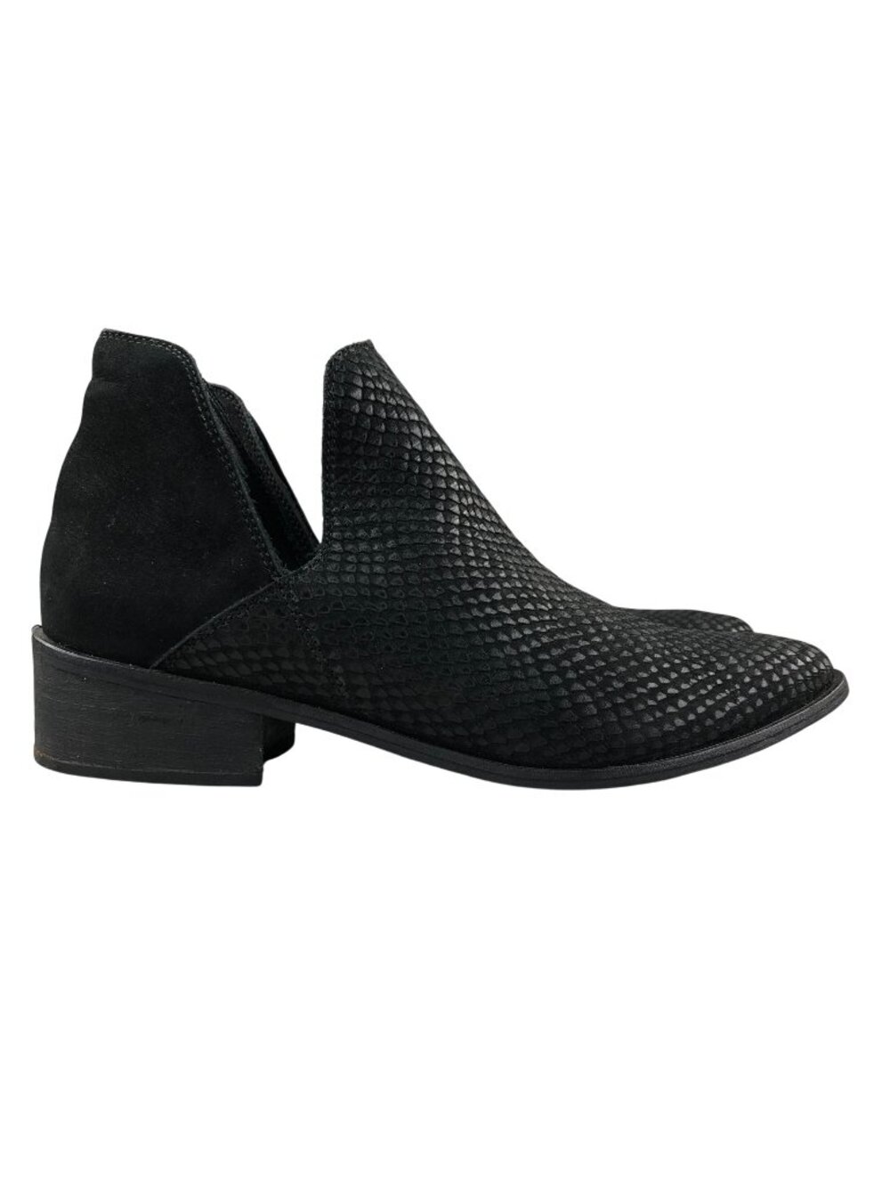 Kaanas Women's EU 39 Como Scale Black Embossed Leather Ankle Booties Boots